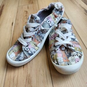 Bobs Sketchers Beach Bingo Dogs Sneakers Taupe Multi 8.5 Slip On Womens Shoes